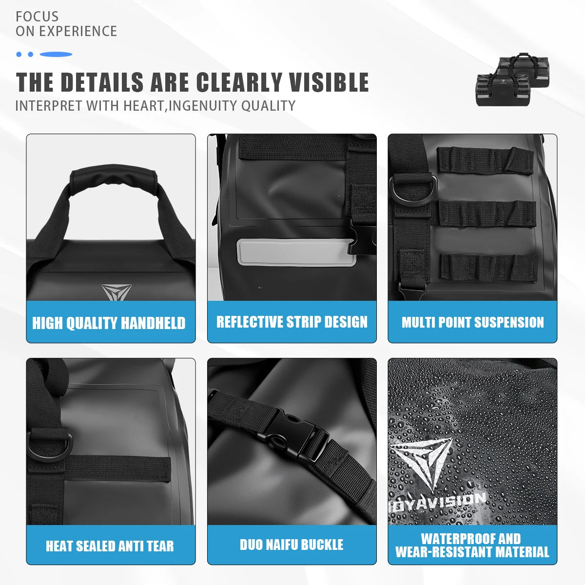 SOYAVISION 20L 50L 70L 80L 100L Motorcycle Waterproof Tail Bag Travel Outdoor Luggage Bag Motorcycle Seat Bag