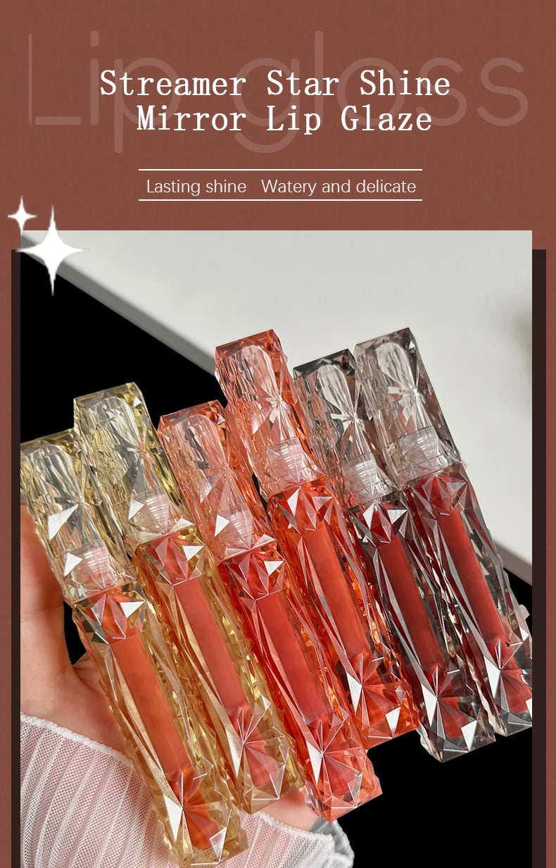 Brillo de labios de larga duración, hidratante, fácil de teñir, resistente al agua, efecto espejo, cristal de agua, brillo de labios, color transparente, cosméticos