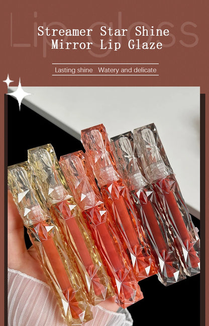 Brillo de labios de larga duración, hidratante, fácil de teñir, resistente al agua, efecto espejo, cristal de agua, brillo de labios, color transparente, cosméticos