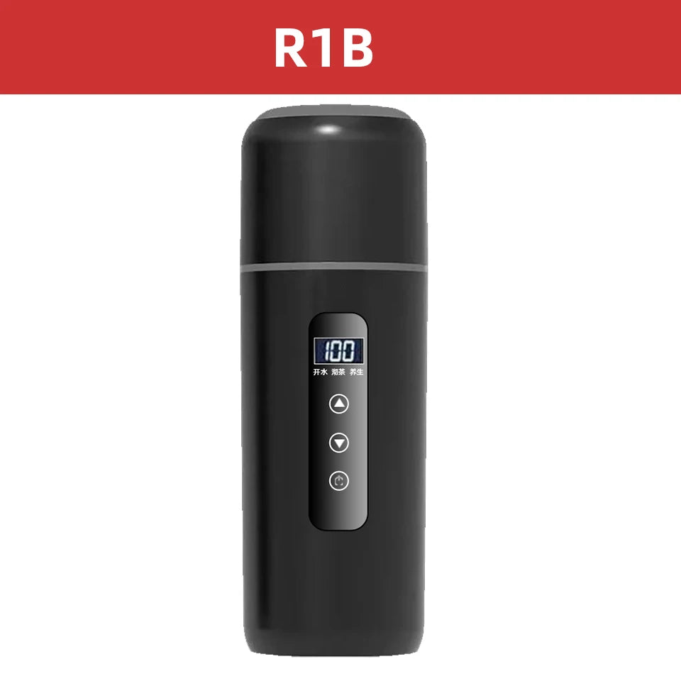 Hervidor eléctrico portátil para coche, 12 V, 24 V, 500 ml, para viaje, con aislamiento inteligente de acero inoxidable y pantalla OLED