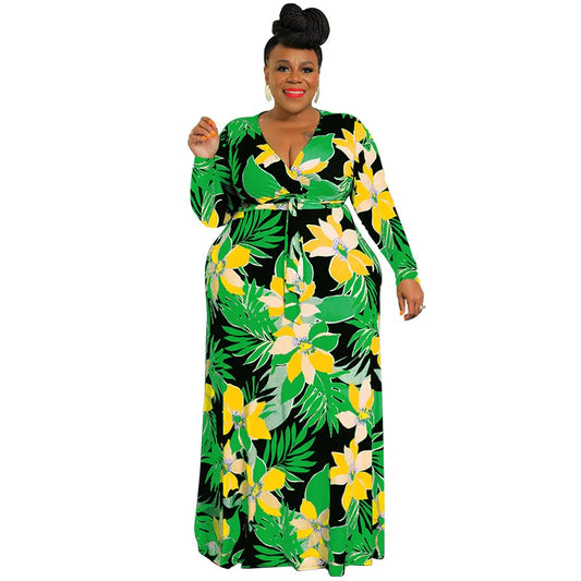 XL-5XL Plus Size Clothes Dresses Women Robes Summer Spring Long Sleeve Street Style Casual 3XL 4XL Big Size Maxi Dress Oversize