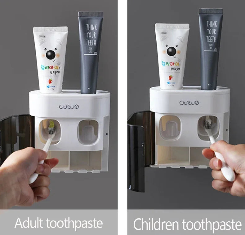 Exprimidor automático de pasta de dientes de pared, dispensador de pasta de dientes, soporte magnético para cepillos de dientes, estante para pasta de dientes, accesorios de baño