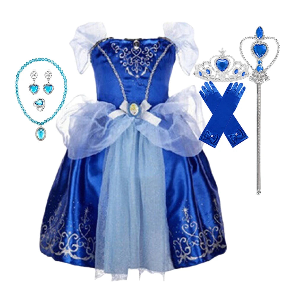 Vestido de Princesa para Festa à Fantasia – Novo Modelo 2025 – Ideal para Natal, Aniversário e Carnaval (Estilos Rapunzel e Bela)