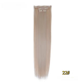 Kit 4 peças extensões de cabelo liso 60cm clip in aplique sintético ombre castanho e louro
