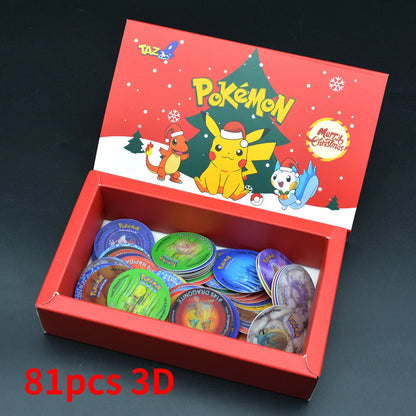 Caja de 100/160 tazos de Pokémon de 1.ª y 2.ª generación, colección de cartas redondas y cuadradas 3D, álbum de entrenadores, Pogs, Cheetos, Chipitaps