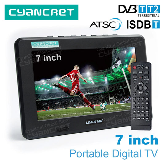 LEADSTAR D7 Portable TV DVB-T2 ATSC ISDB-T tdt DTT 7 inch Digital Analog mini small Car TV Television Support TF MP4 H.265 AC3