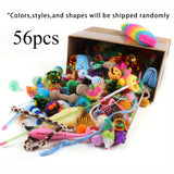 56pcs/28pcs/14pcs Cat Toys Mixed Pack. A Combination of Various Plastic Toys and Plush Toys Suitable for Multiple Cats to Play