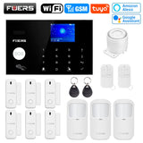 FUERS WIFI GSM Alarm System Wireless Home Burglar Security Alarm System Tuya APP Control Siren Motion Detector PIR Smoke Sensor