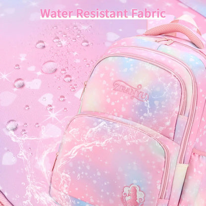 School Backpack Girls 3 Pieces with Lunch Bag Pencil Case 22 Litre Breathable School Bag Teenager Girls for 3-9 Grades Backpack