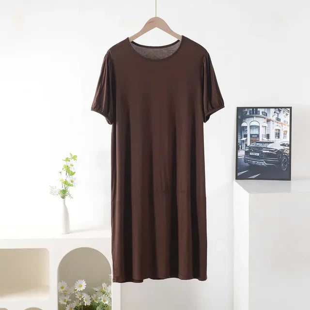 Vestido suelto de manga corta para mujer, de verano, color liso, tallas grandes XL-8XL 
