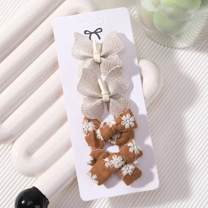 4Pcs/set Cute Baby Girls Knitting Headwear Handmade Crochet Butterfly Alloy Hairs Clips Kids Hairpins Fashion Desgin Headwear