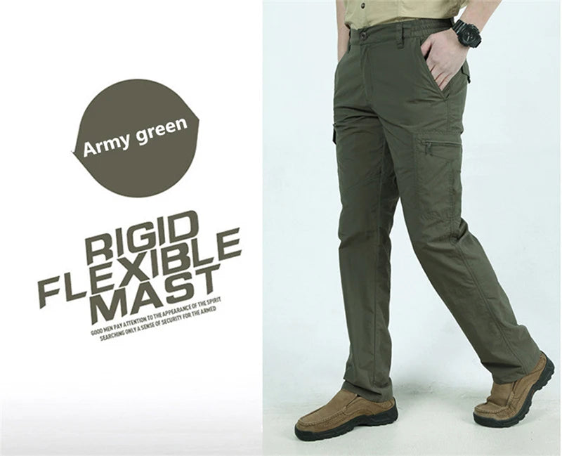 Men's Summer Tactical Cargo Pants Lightweight Casual Waterproof Trousers Casual Pants Wear-Resistant Multi-Pocket Outdoor Hiking