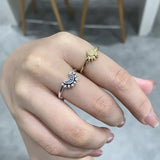 Moda criativa sol e lua azul anel feminino conjunto de dois simples na moda zircônia cúbica anéis de noivado jóias acessórios