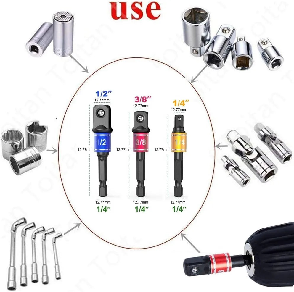 Impact Grade 105 Degree Angle Screw Driver Socket Holder Adapter for Screwdriver Bit Power Hand Tool Part Nut Attachment