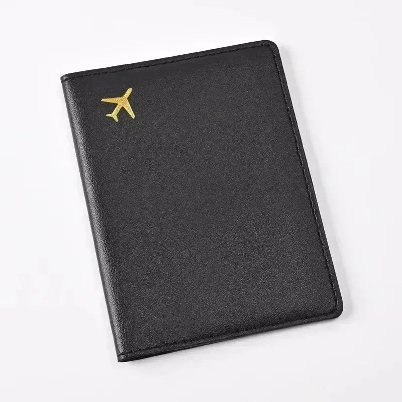 Women Men Card Passport Cover Case Flight Ticket Clip Passport Wallet PU Leather Solid Color Id Holder Passport Holder Purses