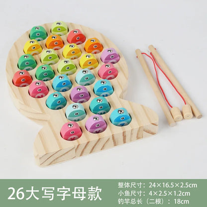 Wooden Children Fishing Toys Baby Early Education Toys Kids Ability Training Toy Montessori Education Fun Game Alphabet Learning