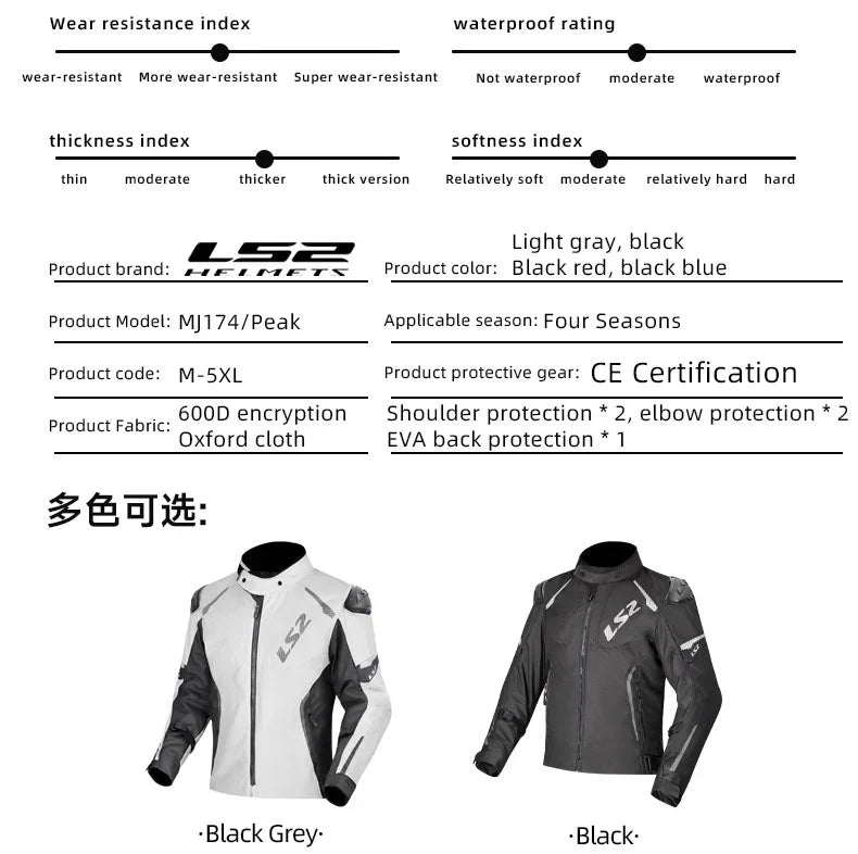 LS2 Winter Waterproof Motorcycle Jacket Men Women CE Certified Riding Jacket Warm Protective Gear with Removable Thermal Liner