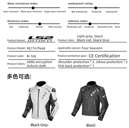 LS2 Winter Waterproof Motorcycle Jacket Men Women CE Certified Riding Jacket Warm Protective Gear with Removable Thermal Liner