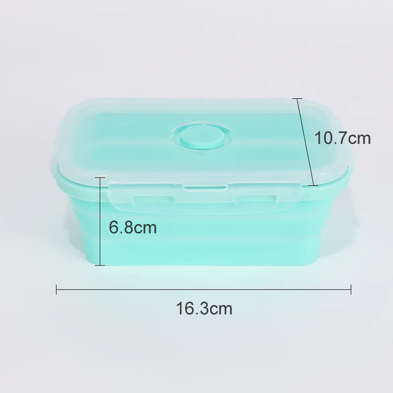 Collapsible Silicone Food Storage Container,Bento Lunch Boxes For Kitchen, Microwave Safe. Foldable Design Saves Your Space.