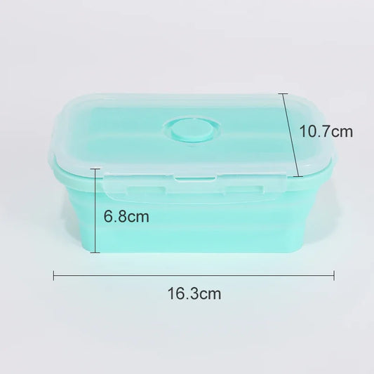 Collapsible Silicone Food Storage Container, Bento Lunch Boxes for Kitchen, Microwave Safe. Foldable Design Saves Your Space.