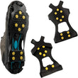Grampos de neve para gelo e neve, grampos de borracha antiderrapantes, grampos de tração, caminhadas, escalada, corrida, 10 parafusos prisioneiros de aço, 2 peças