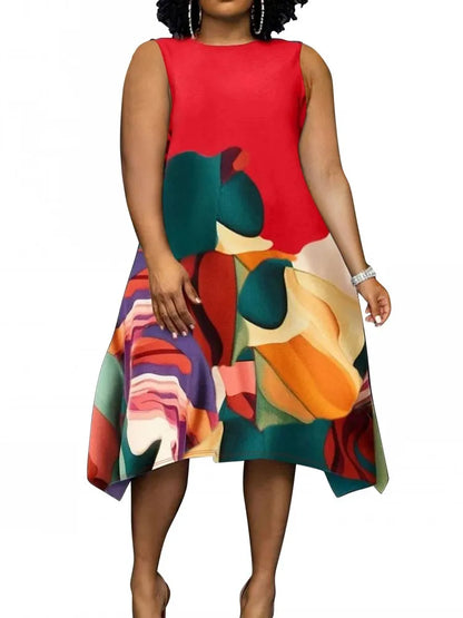 Vestidos de talla grande XL-5XL para mujer, batas de verano y otoño, sin mangas, estilo callejero, informales, tallas 3XL y 4XL, vestido midi de gran tamaño.