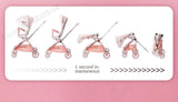 Pink Newborn Stroller can sit or lie down 0-6 years old Children Lightweight Folding Boardable Travel 360 ° Steering Stroller