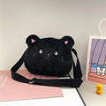 Cartoon Cat Crossbody Bags for Baby Girls, Soft Plush Shoulder Bag, Furry Handbags, Coin Purses, Cute Kids, Winter Fashion 