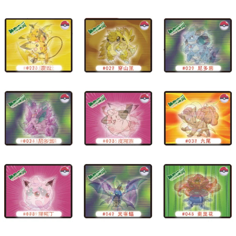 Caja de 100/160 tazos de Pokémon de 1.ª y 2.ª generación, colección de cartas redondas y cuadradas 3D, álbum de entrenadores, Pogs, Cheetos, Chipitaps