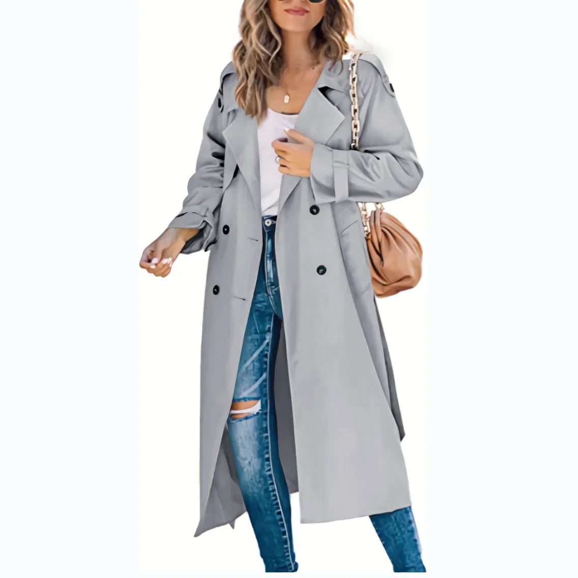 Amazon Independent Station Cross-Border European and American Women's Winter and Autumn Coat Jacket Overcoat Plus Size Trench Co