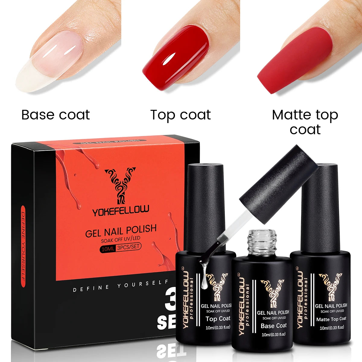 NEW YOKEFELLOW 10ml Crystal Jelly Nude Red Pink Gel Nail Polish Transparent Semi-permanent UV Gel Nail Art Soak Off Gel Varnish