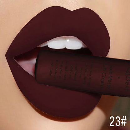 Lápiz labial líquido mate resistente al agua, brillo labial aterciopelado de larga duración, tubo mate nude, pigmento rojo, negro, maquillaje, lápices labiales cosméticos. 