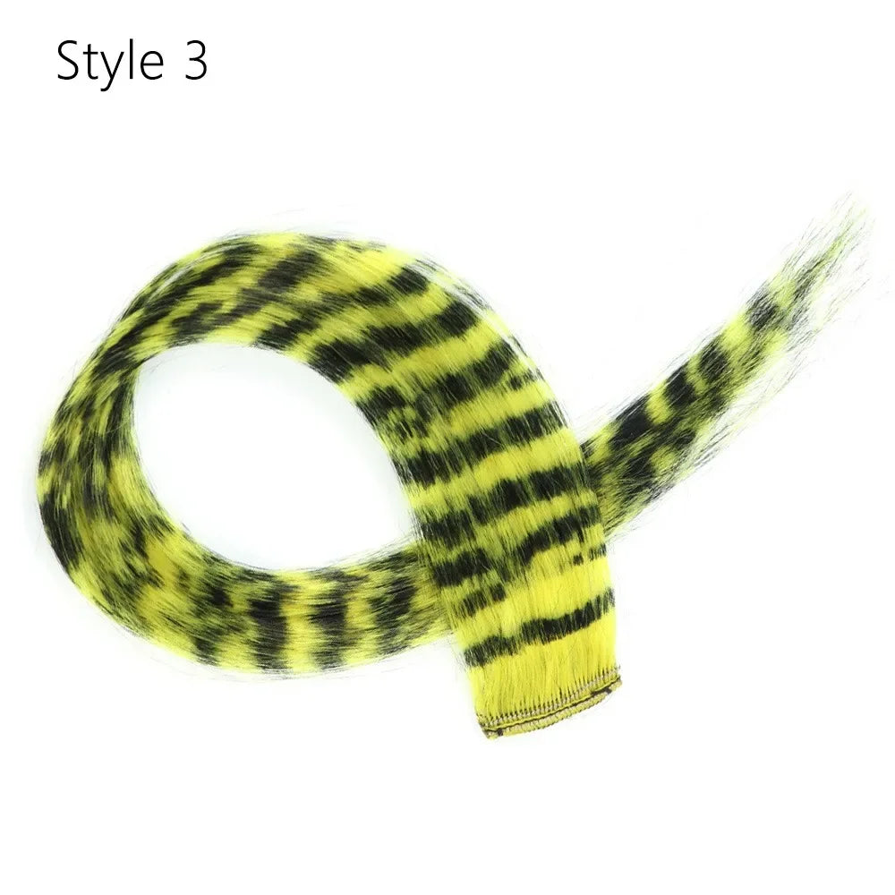 Stripe Printed Clip-in Hair Extensions Colorful Synthetic Hair Highlights 18 Inches Straight Wig Hairpieces for Daily Use Party