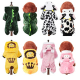 Cute Animal Dog Cat Costume Small Dogs Cat Winter Warm Pet Jumpsuit Pajama for Yorkies Poodle Overalls Puppy Mascotas Clothes