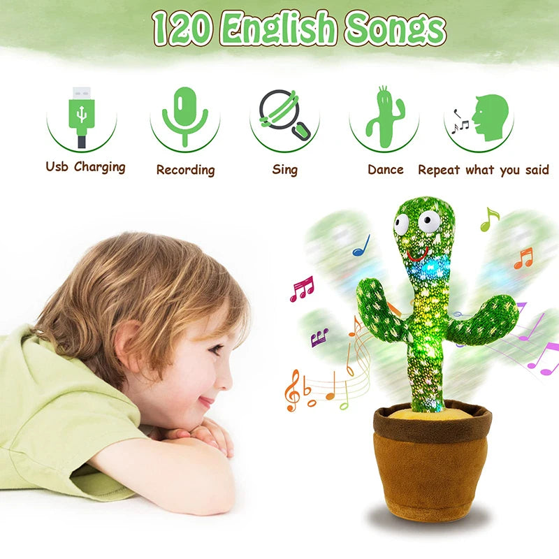 Cactus parlante interactivo para niños, juguete electrónico de peluche con forma de cactus parlante bailando, ideal como decoración para el hogar, regalo de Navidad.