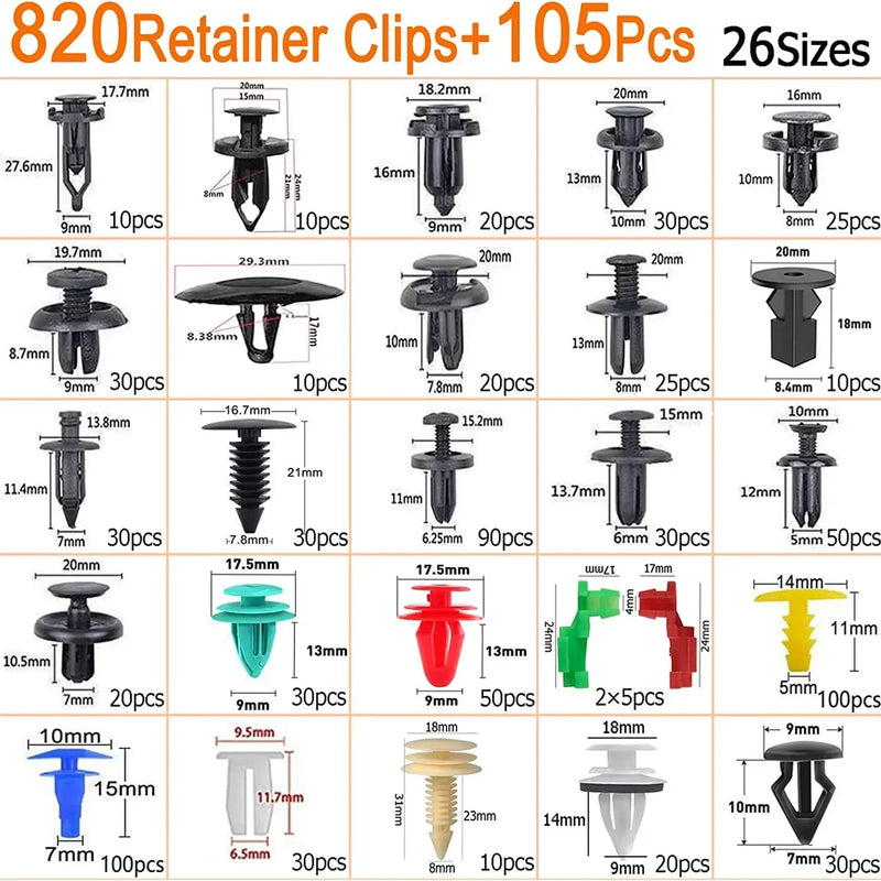 800pcs-100Pcs Car Fastener Clip Kit Fender Rivet Plastic Clips Auto Body Push Retainer Pin Rivet Bumper Door Trim Panel Repair