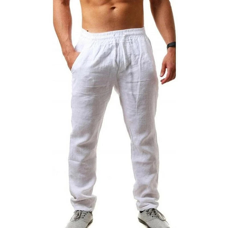 Pantalones casuales para hombre, primavera verano, con cordón, sólidos, de talla grande, transpirables y deportivos. 