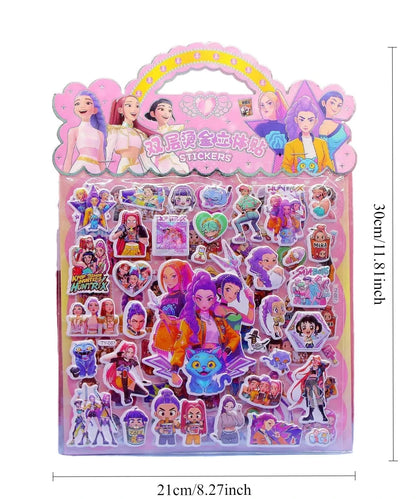 Kpop Demon Hunters Anime Laser Cut Sticker Tiger Rumi Mira Zoey Stickers Office Stationery and School Supplies Decoration
