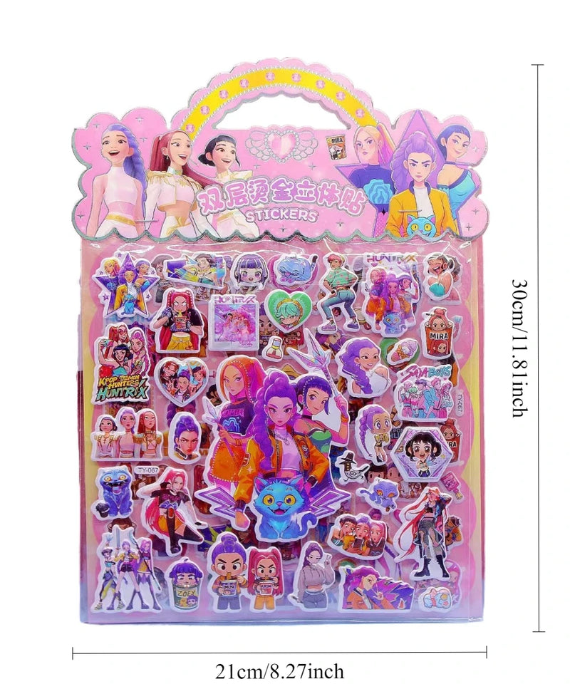 Kpop Demon Hunters Anime Laser Cut Sticker Tiger Rumi Mira Zoey Stickers Office Stationery and School Supplies Decoration