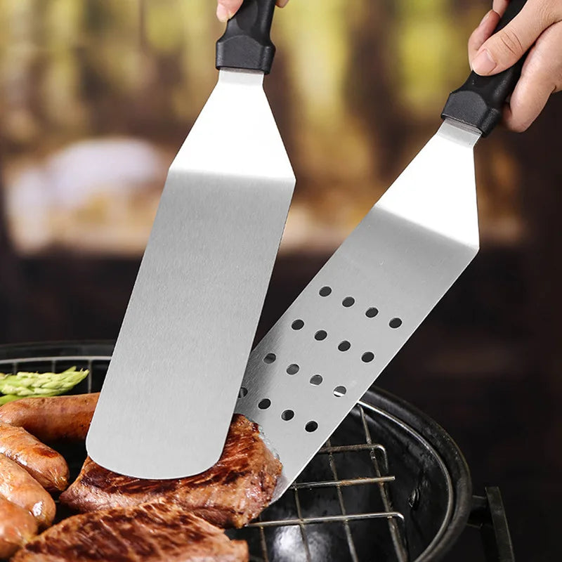 Kitchen Stainless Steel Scraper Cooking Spatula Barbecue Spatula Plate Barbecue Spatula Hamburger Spatula Cooking Utensils