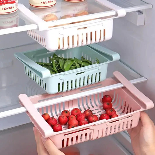 Multi-Functional Refrigerator Storage Basket, Retractable Refrigerator Storage Rack, Kitchen Drainer