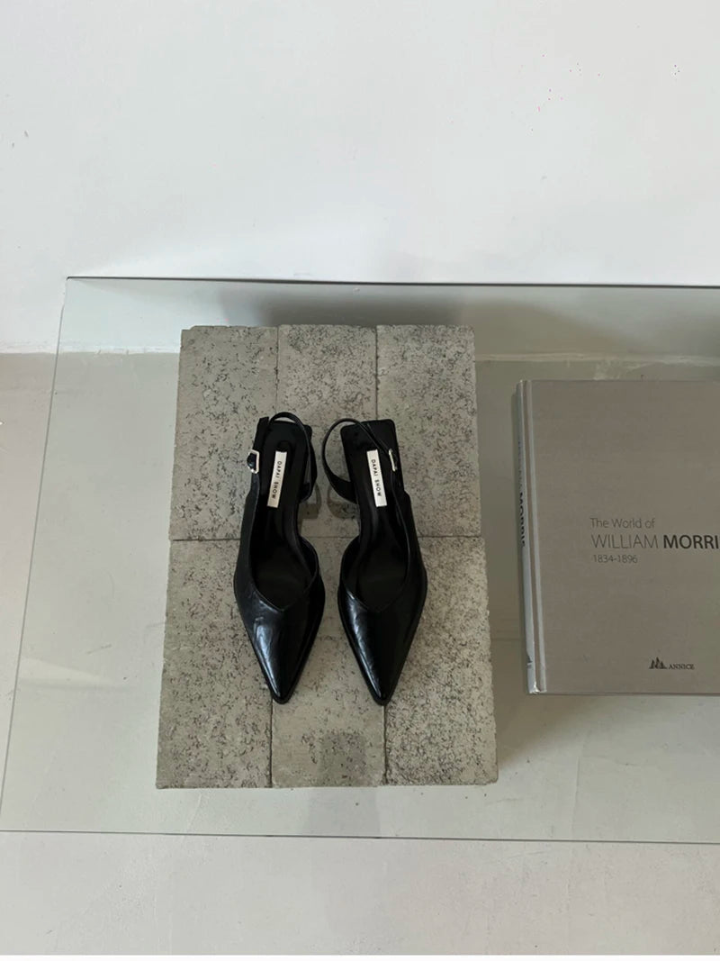 Summer Women's Cover Toe Sandals Elegant Shallow Slip On Shoes Comfort Low Heel Dress Street Style Shoes