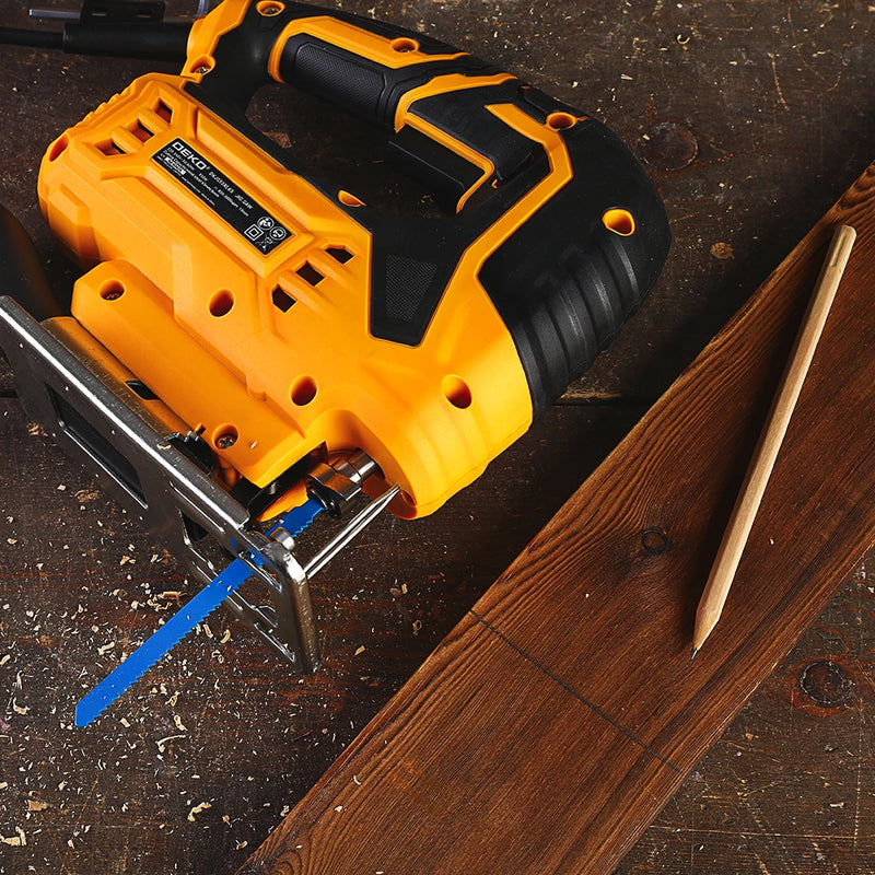 DEKO 220V DKJS55XL65 550W JIG SAW Woodworking Electric Tools Electric Saw With Guide Ruler Saw Blade Allen Wrench