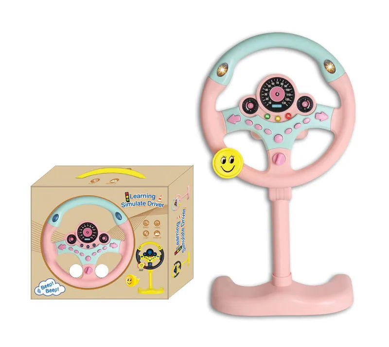 Volante eléctrico portátil tridimensional con simulación de conducción, juguete con luz y sonido, regalo educativo para niños.