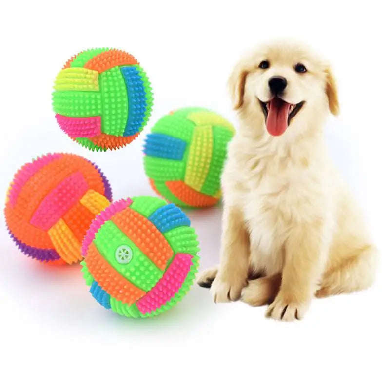Juguete interactivo con luz LED para perros, pelota masticable para cachorros, juguete molar con luz de color para gatos y perros pequeños.