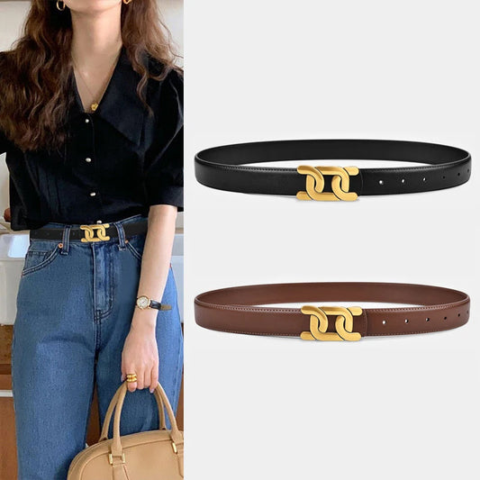 1Pc Women's Retro Belt, Alloy Buckle Fashion Casual Jeans Belt, High-End Long Skirt Pants Belt