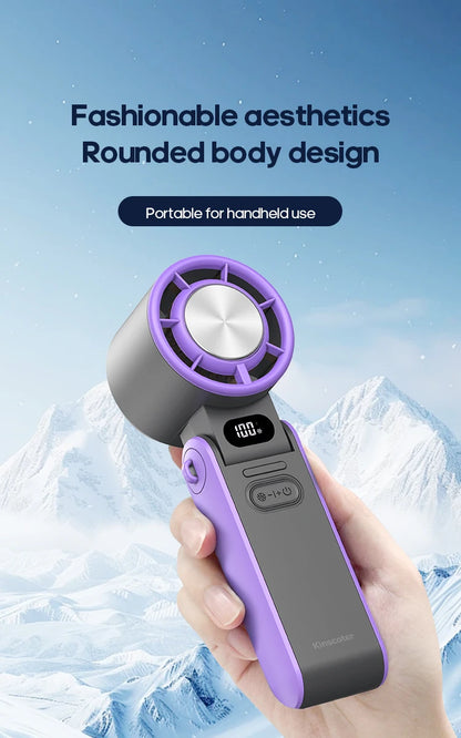 KINSCOTER Portable Air Cooling Turbo Fan 3600mAh 100 Wind Speeds Adjustable Outdoor Foldable Student Handheld Fan with Lanyard