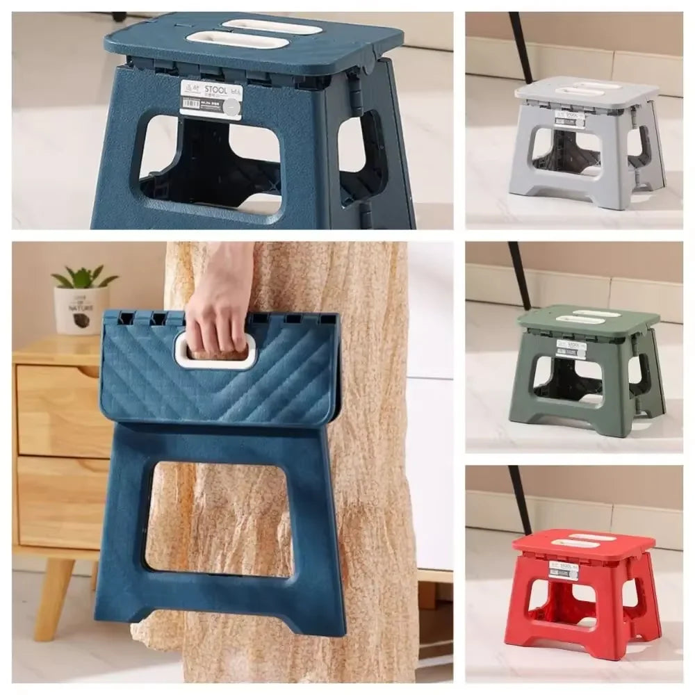 Lightweight Folding Step Stool Multi-Purpose Handheld Thickened Footstool Non-Slip Plastic Small Benches for Kitchen