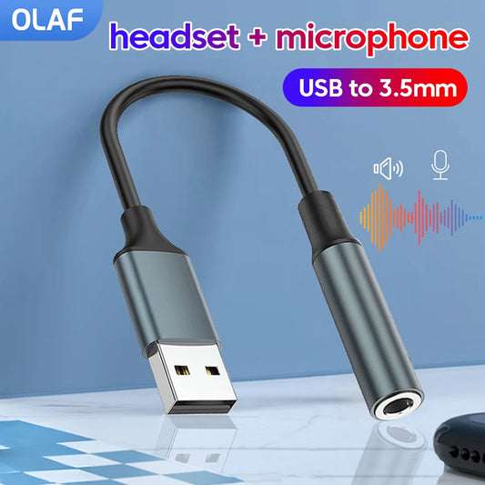 Adaptador Olaf USB a conector de audio de 3,5 mm. Adaptador USB a auriculares/micrófono de 3,5 mm. Adaptador USB a conector de 3,5 mm. Tarjeta de sonido estéreo externa para PC.