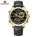 NAVIFORCE Luxury Original Watches For Men Casual Sport Chronograph Alarm Quartz WristWatch Leather Waterproof Digital Clock 9163